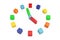 Toy Children Clock as Multicolour Wooden Cubes. 3d Rendering