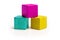 Toy Cube Blocks, CMYK Color Isolated over White Background