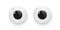 Toy eyes set vector illustration. Wobbly plastic open eyeballs of dolls looking forward. Round toy parts with black