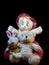 Toy family of three fun loved colour full soft toy played by small kids and childrens