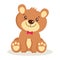 Toy for girls. Cute cartoon teddy bear puppies sitting vector illustration. Little bear character isolated.