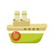 Toy Green Steamer Boat With Two Chimneys, Object From Baby Room, Happy Childhood Cute Illustration