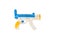 A toy gun. Plastic children`s toy gun for shooting balls. Toy weapons