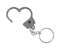 Toy handcuff keychain opened on white background