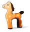 Toy horse stands on a white background