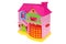 A toy house. Pink dollhouse on white background, isolated