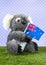 Toy koala with Australian flag