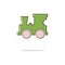 Toy locomotive color thin line icon.Vector illustration
