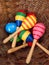 Toy mexican maracas in basket