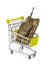 Toy panzer in shopping cart