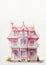 Toy pink house for dolls, pink villa house