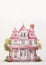 Toy pink house for dolls, pink villa house
