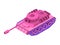 Toy Pink Tank Isometric on white background. Military machine cl