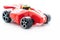 Toy plastic formule car with a driver