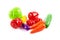 Toy plastic fruits and vegetables isolated
