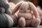 toy plush soft rabbit on the bed Generative AI