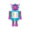 Toy robot flat vector illustration. Childish plaything. Smiling robot cartoon character. Transformer, toy for boys