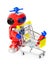 Toy robot and shopping cart with hand