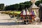 Toy sailboats for rent near the pond in the Luxembourg Gardens.