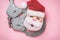 Toy Santa Claus in handcuffs. Christmas criminal concept