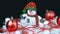 Toy snowman with a red festive balls and decorations