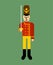 Toy soldier pixel art. Guardsman plaything 8 bit. Vector illustration.