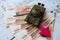 Toy tank on the russian banknotes 5000 roubles crisis risk sanctions war conflict russia ukraine wallpaper