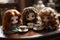 Toy tea party with cute dolls