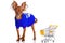 Toy Terrier with shopping cart