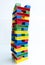 Toy tower on white background