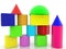 Toy towers made of colored blocks