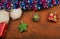 Toy train gift balls star hat table