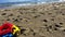 Toy truck on the beach