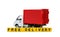Toy truck and cubes with words FREE DELIVERY isolated. Logistics and wholesale concept