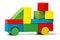 Toy truck, multicolor car wooden blocks transportation cargo