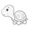 Toy turtle stands and waits for someone to play with it, isolated object on a white background,