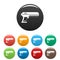 Toy water gun icons set color