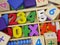 Toy wooden numbers