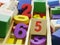 Toy wooden numbers