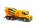 Toy yellow truck concrete mixer