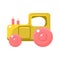 Toy Yellow Truck With Pink Wheels, Object From Baby Room, Happy Childhood Cute Illustration