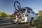 Toyota 4runner SUV with Trek touring gravel bike mounted with Hornet suction cup racks by