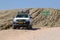 Toyota car 4x4 driving desert, Walvis Bay, Namibia