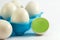 Toys egg trays, egg blue. The little birds in eggs
