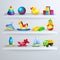 Toys icons shelf