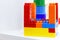 Toys for kids. Bright plastic building blocks educational cubes constructor and children`s pyramid for games for preschoolers on