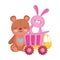 Toys object for small kids to play cartoon bear rabbit and truck