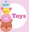 Toys object for small kids to play cartoon, cute bear bunny robot and duck faces