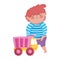 Toys object for small kids to play cartoon, cute boy with truck