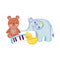 Toys object for small kids to play cartoon, elephant bear duck and piano